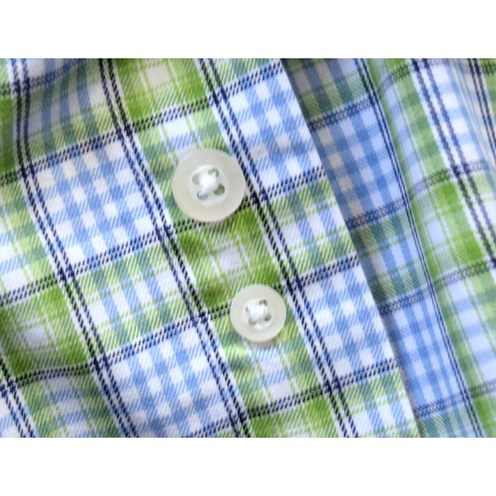 Wrangler George Strait Cowboy Cut Mens L Blue Green Plaid Western Shirt - Picture 11 of 11